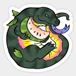 Bigender Watermelon Komodo Dragon Sticker